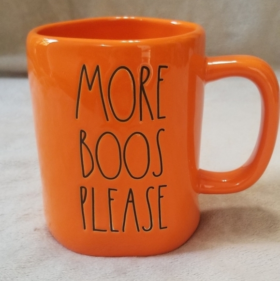 Rae Dunn More Boos Please Halloween Seasonal Holiday Coffee Mug Solid Orange NWT - Picture 1 of 4